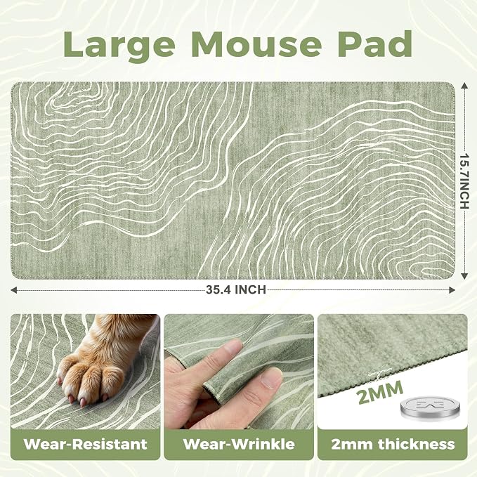 iCasso Desk Cover Mat Green, Extra Large Mouse Pad - Image 3