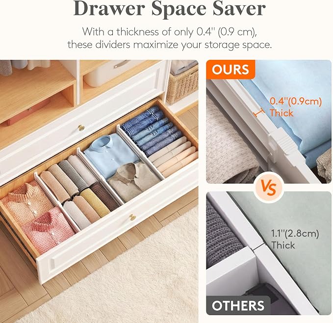 Lifewit 6" Tall 9 Pack Drawer Dividers, 11.5"-18.5" Adjustable Deep Drawer - Image 5