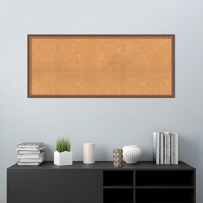 Amanti Art Natural Cork Board for Wall, 24x56 Vision Board with Bronze Frame, Oversize Corkboard Office Decor for Home Organization, Modern Corkboard Pinboard to Display Items for Home Organization-DeskLoop Office