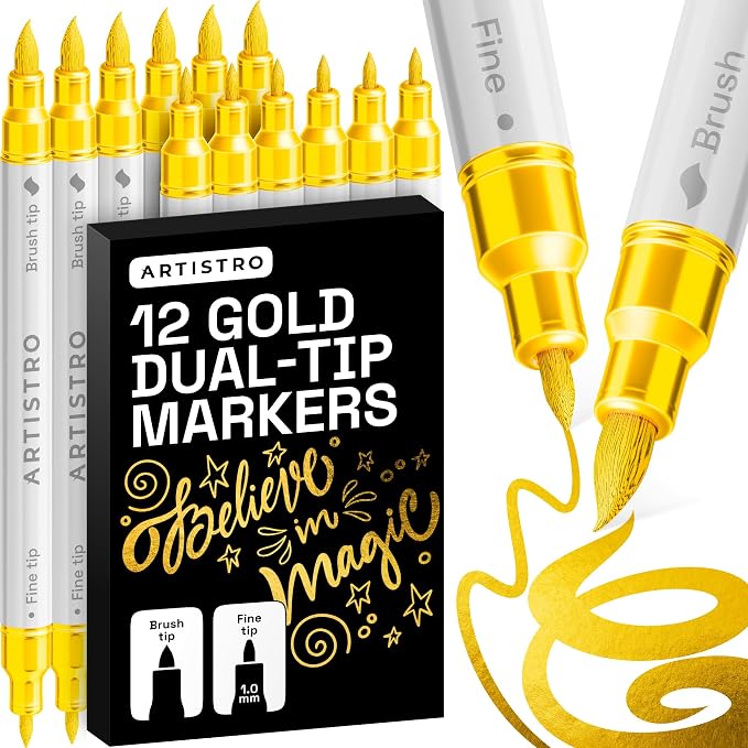 ARTISTRO 12 Gold Acrylic Paint Markers by ARTISTRO