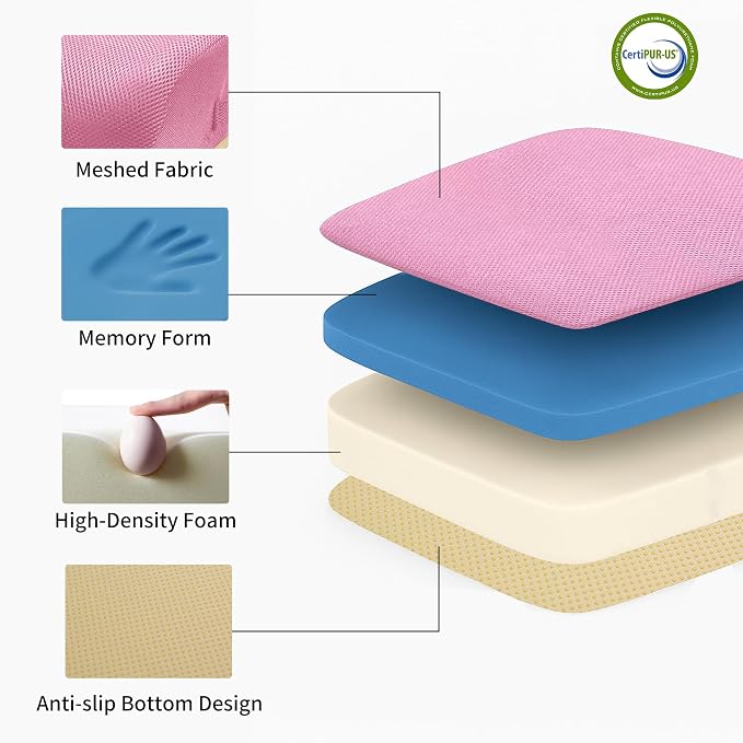 6" Extra Thick Memory Foam Office Chair Cushion – 2-Layer Booster Seat - Image 6