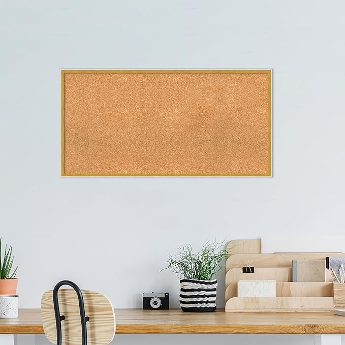 Amanti Art Natural Cork Board for Wall, 21x41 Vision Board with White Frame, Large Corkboard Office Decor for Home Organization, Modern Corkboard Pinboard to Display Items for Home Organization in-DeskLoop Office