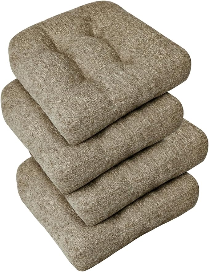 downluxe Chair Cushions for Dining Chairs 4 Pack, Tufted Indoor Chair Pads by Downluxe