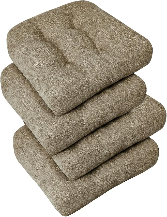 downluxe Chair Cushions for Dining Chairs 4 Pack, Tufted Indoor Chair Pads by Downluxe