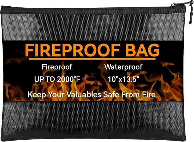 Fireproof Document Money Bag, Waterproof Zipper Pouch | Fire Proof by Hoiny