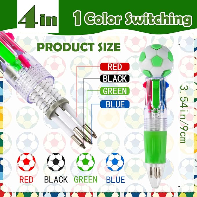 24Pcs Soccer Mini Multicolor Pens in One 4-in-1, Cute Pens Bulk - Image 2