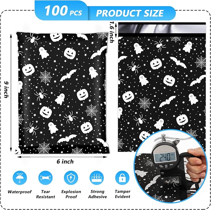 Halloween Poly Mailer 6x9 Inch 100 Pcs, Waterproof and Tear-Resistant Shipping - Image 2