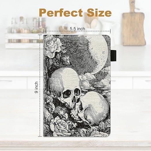 Rose Skull Large Server Book for Waitress & Waiter 9"x5.5" - Image 2