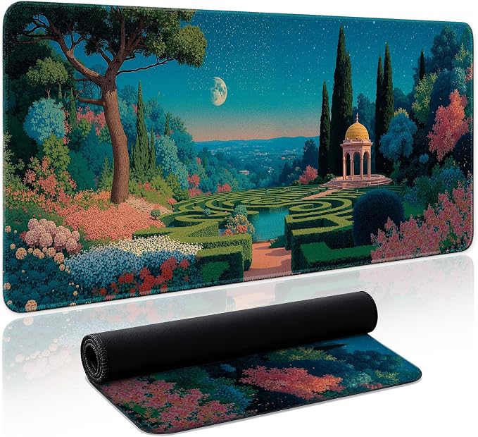 Aesthetic Desk Mat, Cute Classical Garden Desk Pad Protector by Zotia