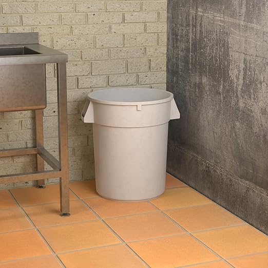 32 Gallon White Round Commercial Trash Can-DeskLoop Office