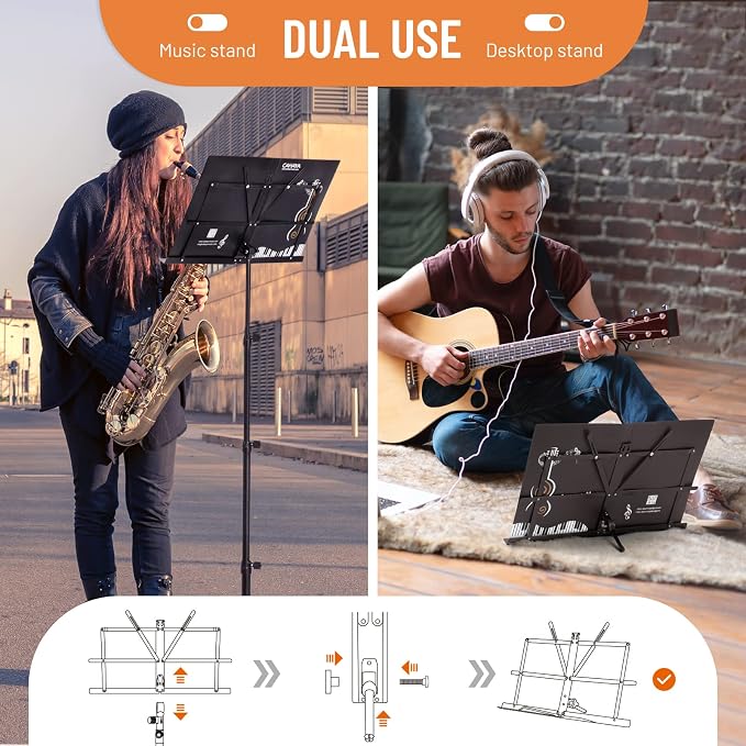 CAHAYA Portable Sheet Music Stand: Dual Use Desktop Book Holder Folding - Image 5