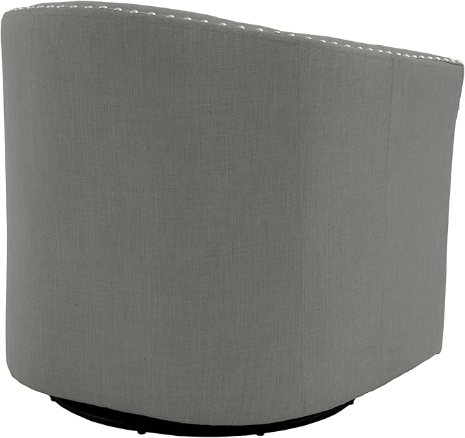 UIXE 360° Swivel Barrel Accent Chair Set of 2, Modern Upholstered Arm Chair Round Club Armchair, Nailhead Trim Single Sofa Seating in Fabric for Living Room - Light Gray-DeskLoop Office
