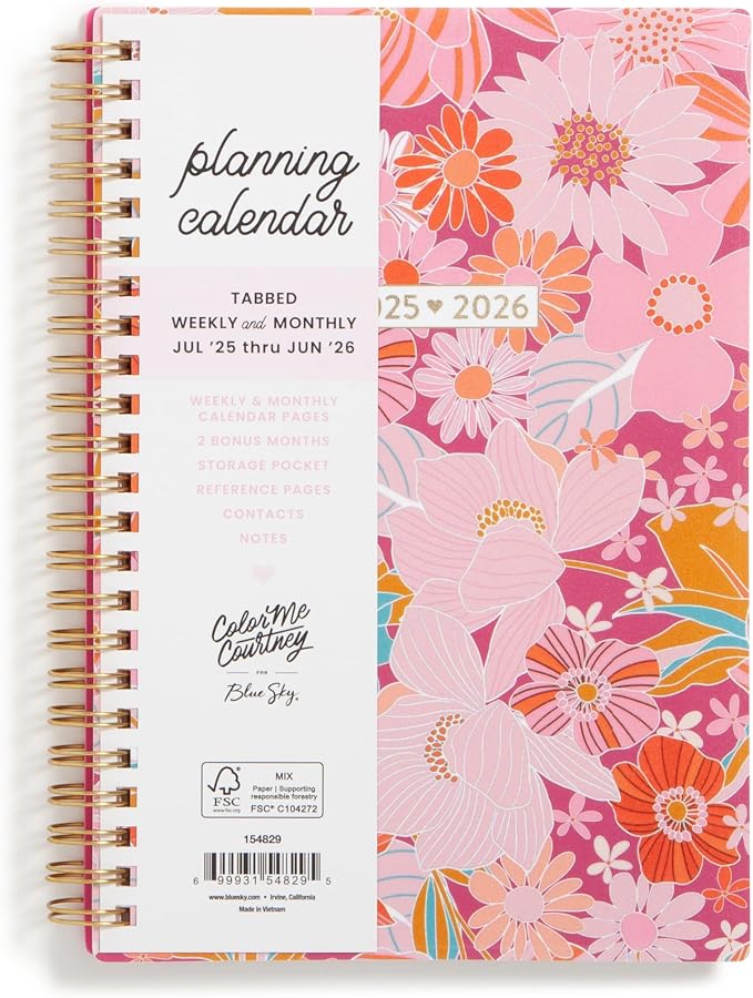 Blue Sky Color Me Courtney 2025-2026 Weekly and Monthly Academic Year Planner by BlueSky