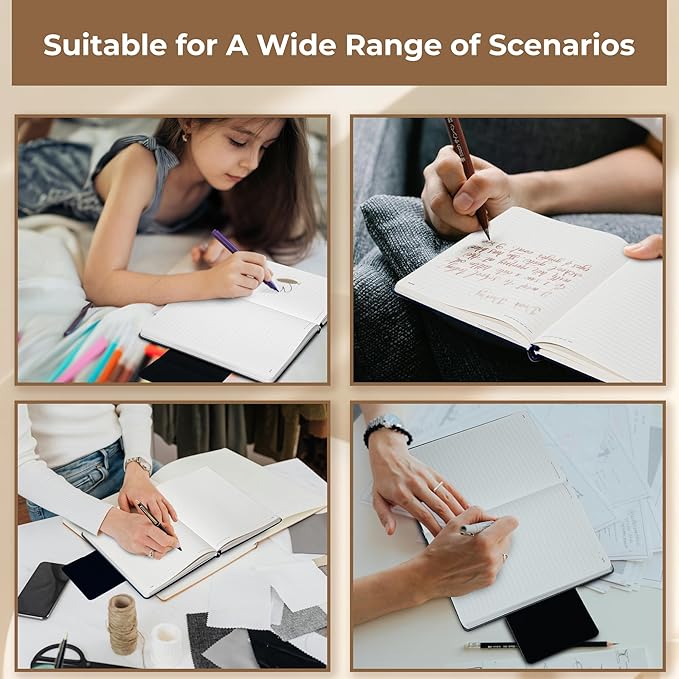 MINICAGIE Lined Leather Journals for Writing A5 Journaling Notebooks with 100 GSM Thick Paper Journal Notebook for Men & Women with Buckle Closure, Work Travel Note Taking Diary 5.7" x 8.3", Blue-DeskLoop Office