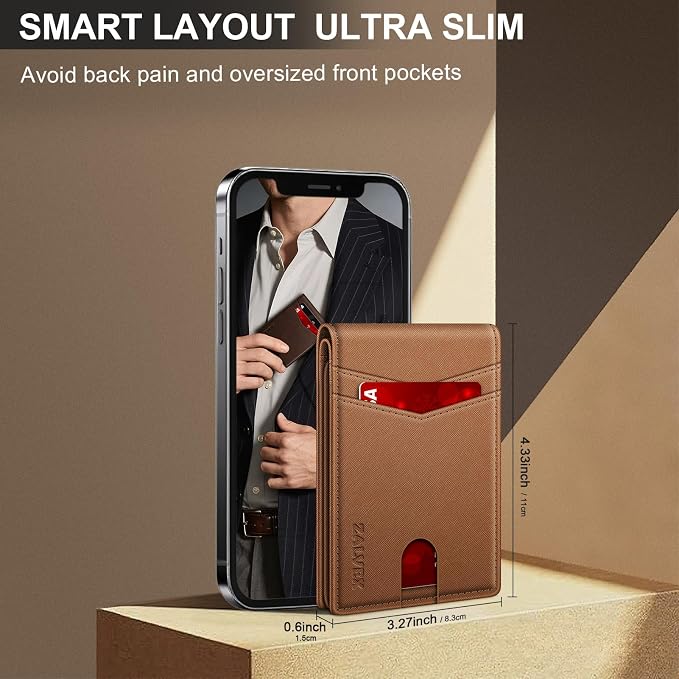 Wallet for Men Slim RFID Blocking Leather Credit Card Holder Wallet for 14 Cards - Image 3