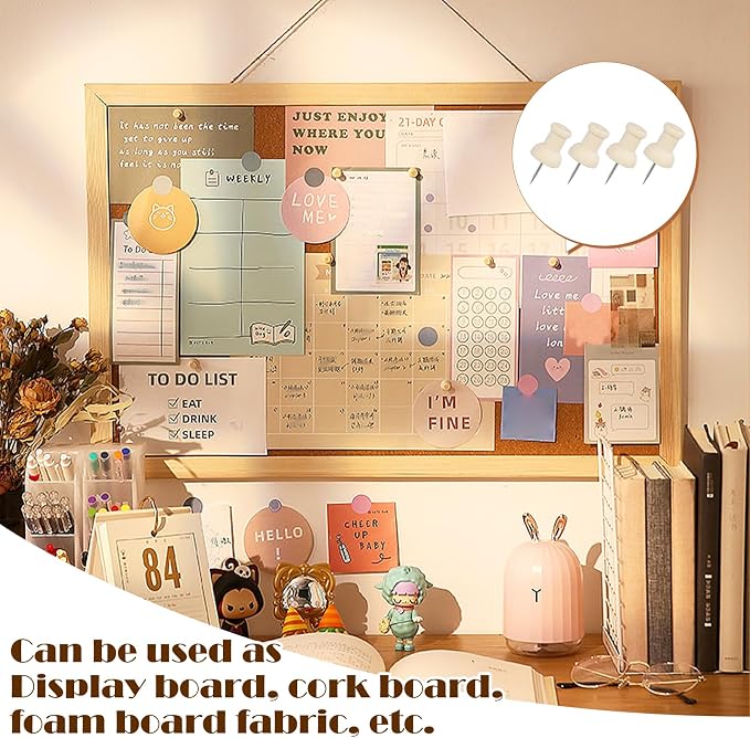 196 Pcs Thumb Tacks, Push Pins for Cork Board, Wooden Push Pins, Wooden Thumb - Image 6
