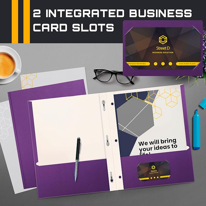 Better Office Products Purple Paper 2 Pocket Folders - Image 4