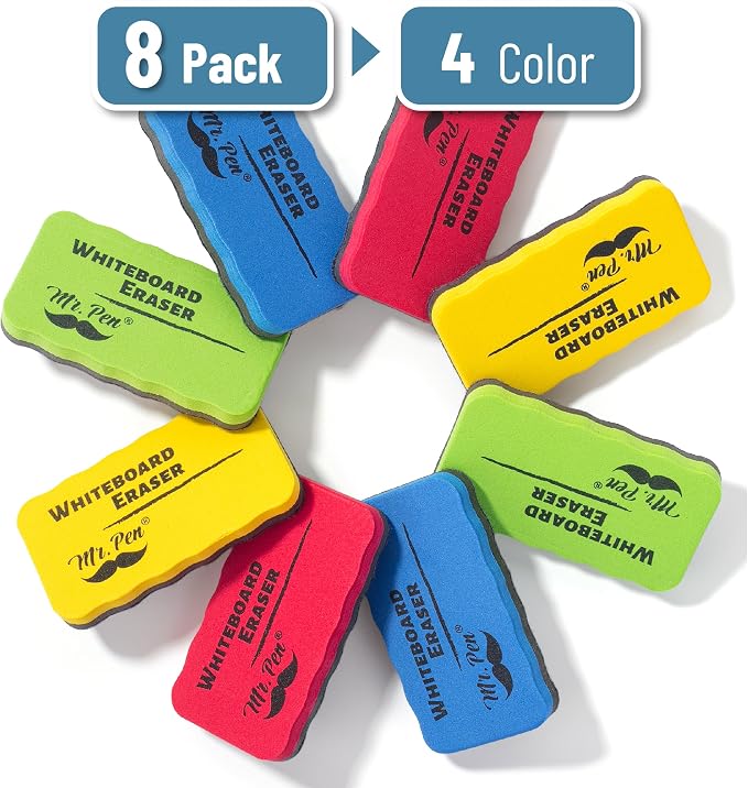 Mr. Pen- Magnetic Dry Erase Erasers, 8 Pack | Colorful Magnetic Whiteboard - Image 2