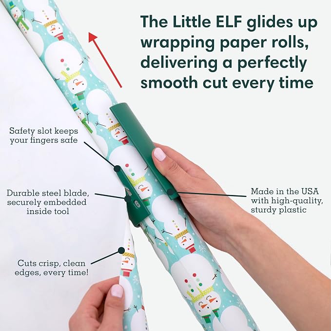 Little ELF Wrapping Paper Cutter | As seen on Shark Tank | Made in USA | Green - Image 3
