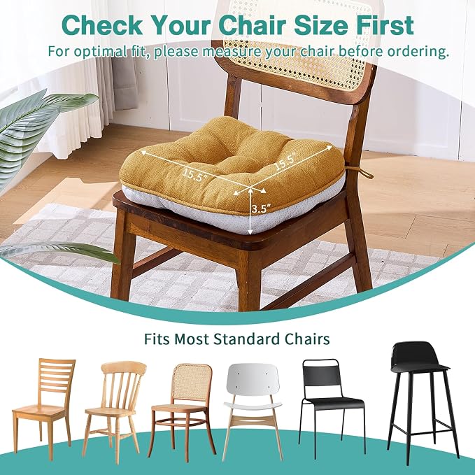 BETU Chair Cushions for Dining Chairs Set of 2, 3.5" Thick Kitchen Table Chair - Image 4