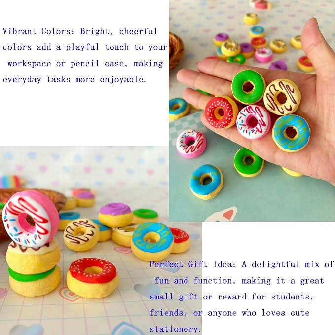 40PCS Cute Erasers for Kids Bulk, Donut Fun Erasers for Classroom Back to - Image 5