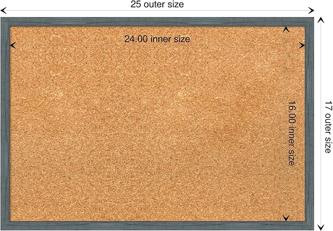 Amanti Art Natural Cork Board for Wall, 17x25 Vision Board with Blue Wood Frame, Medium Corkboard Office Decor for Home Organization, Rustic Farmhouse Corkboard Pinboard to display items for home-DeskLoop Office