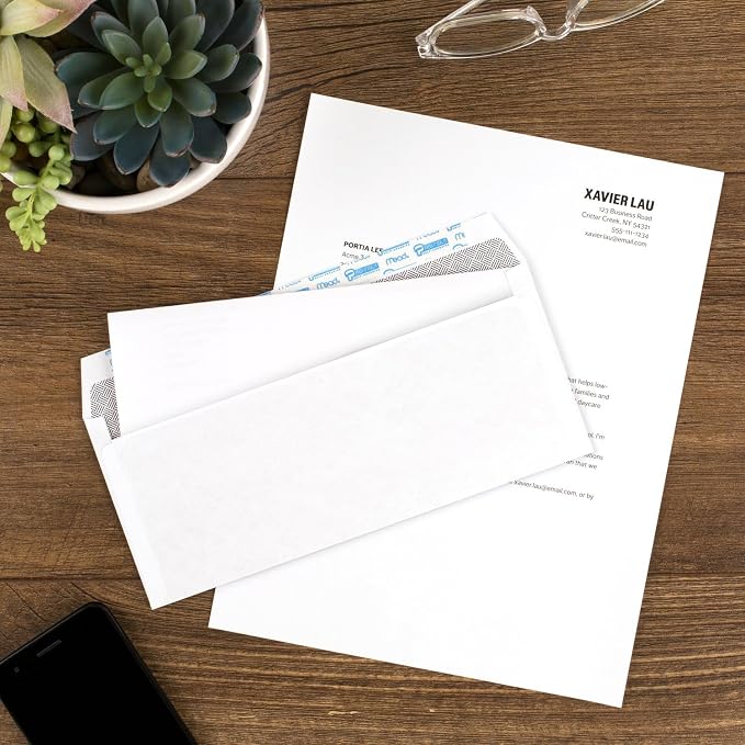 Mead #10 Security Business Envelopes Letter Size 4-1/8" x 9-1/2" – Peel and Seal - Image 2