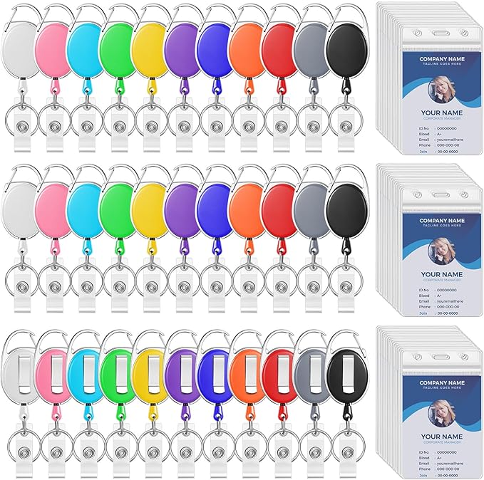 Laumoi 60 Pack Heavy Duty Retractable Badge Holder Reel by Unknown