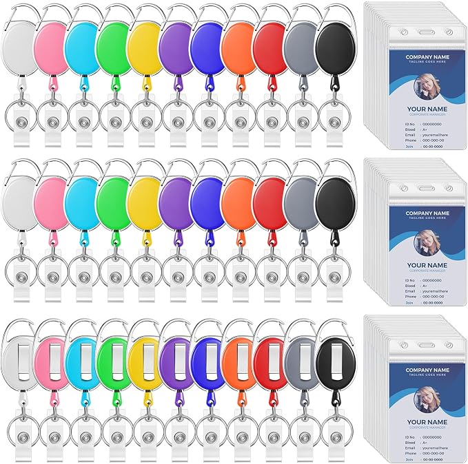 Laumoi 60 Pack Heavy Duty Retractable Badge Holder Reel by Unknown
