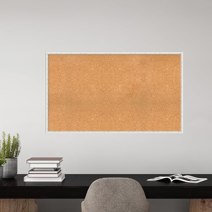 Amanti Art Natural Cork Board for Wall, 29x49 Vision Board with White Frame, Oversize Corkboard Office Decor for Home Organization, Modern Corkboard Pinboard to Display Items for Home Organization in-DeskLoop Office