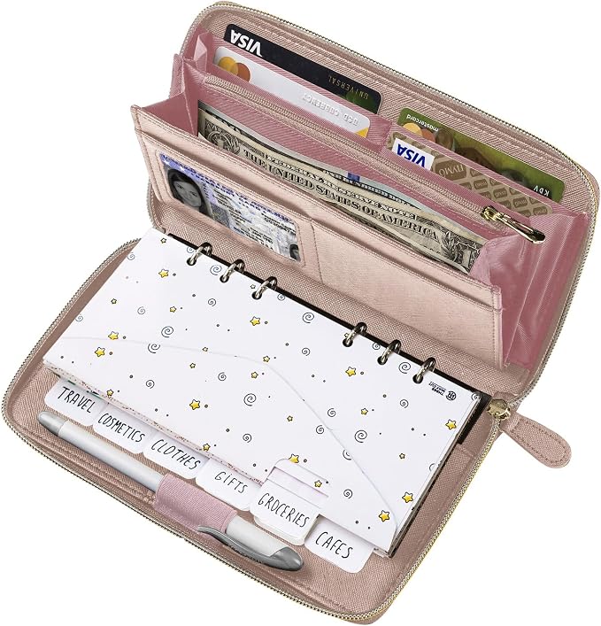 Three Way Cut Cash Envelope Wallet Rose Gold All in One Budget System RFID by ThreeWayCut