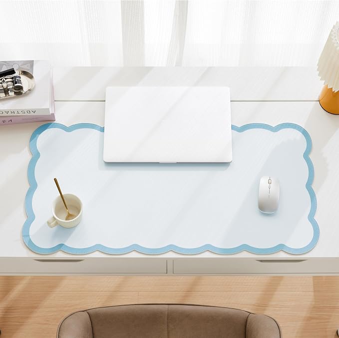 Scalloped Desk Mat, 31.5" x 15.7" Large Cute Aesthetic Desk Accessories - Image 3