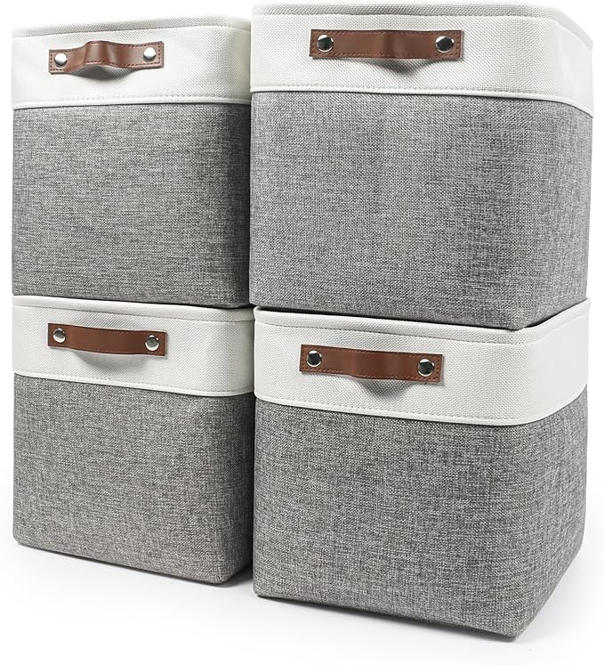 Bagnizer 13x13 Cube Storage Bins, Collapsible Fabric Storage Box, 4 Pack Closet by Bagnizer