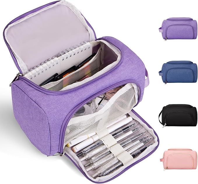Large Pencil Pouch,Pencil Case Aesthetic,Zipper Pencil Box For Girls Back To School Supplies Emergency Bag Makeup Bag (Purple)-DeskLoop Office