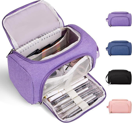 Large Pencil Pouch,Pencil Case Aesthetic,Zipper Pencil Box For Girls Back To School Supplies Emergency Bag Makeup Bag (Purple)-DeskLoop Office