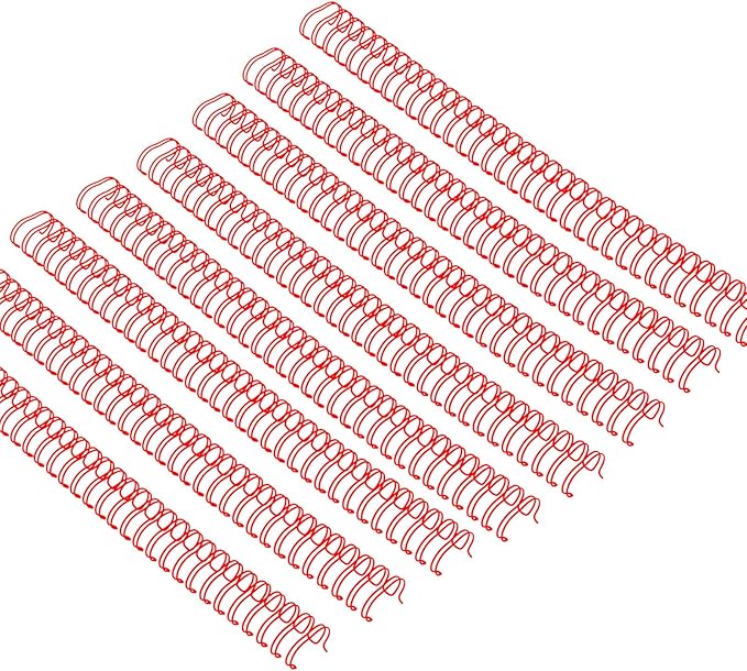100 Pack Double Loop Wire Binding Spines, 3 to 1 Pitch,1/2 Inch Wire Cinch Book Binding Fit for School Office Notebook Maker, YolieraArt Metal Spiral for Bindings, (100 Sheet Capacity, Red)-DeskLoop Office