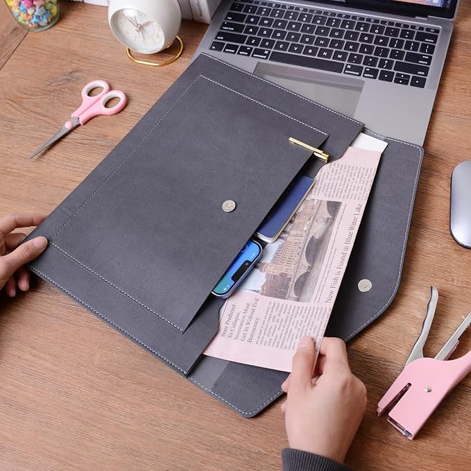 Wason Expanding A4 Document File PU Leather Envelope Case Holder-Large Size - Image 4