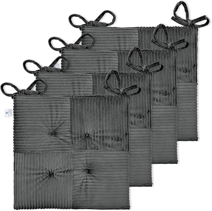 Office Stacking Chair Cushions 4 Pack, Corduroy High Density Foam Kitchen Seat by Zalvox