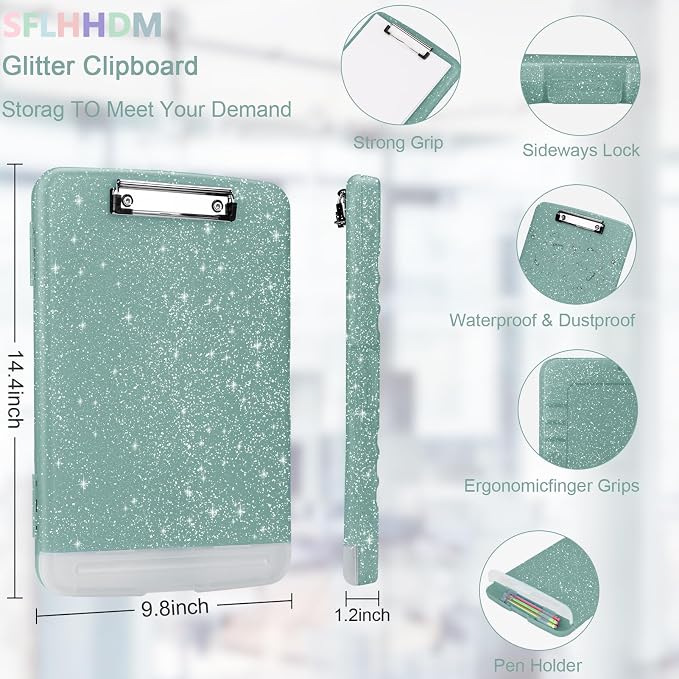 Glitter Clipboard with Storage, Storage Clipboard with Pen Holder, A4 Binder - Image 2