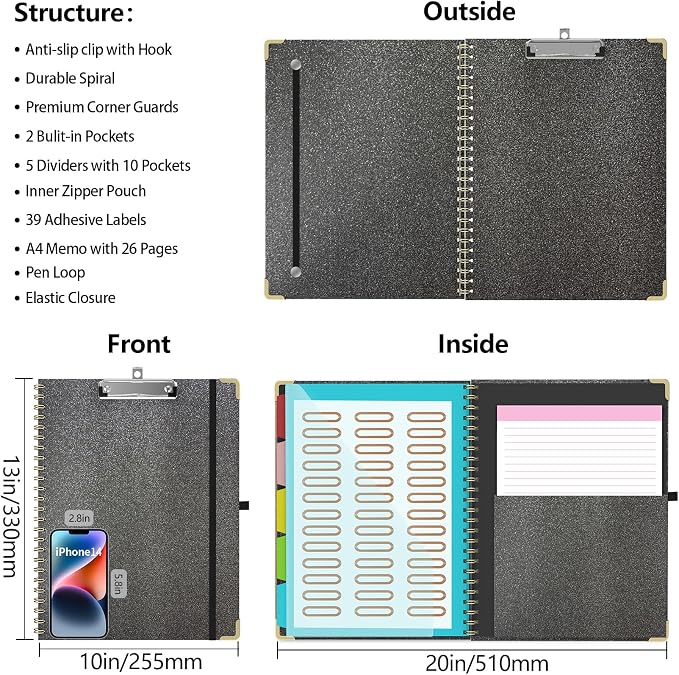 Clipboard Folio with Storage Clipboards Padfolio Notebook - Image 2
