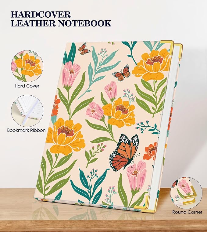 Lined Journal Notebook for Women, A5 Hardcover Leather Journaling Notebooks for - Image 5