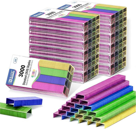 BAZIC Products Standard Staples, Metallic Colors, 3000 Ct, 72-Case | refill by BAZICProducts