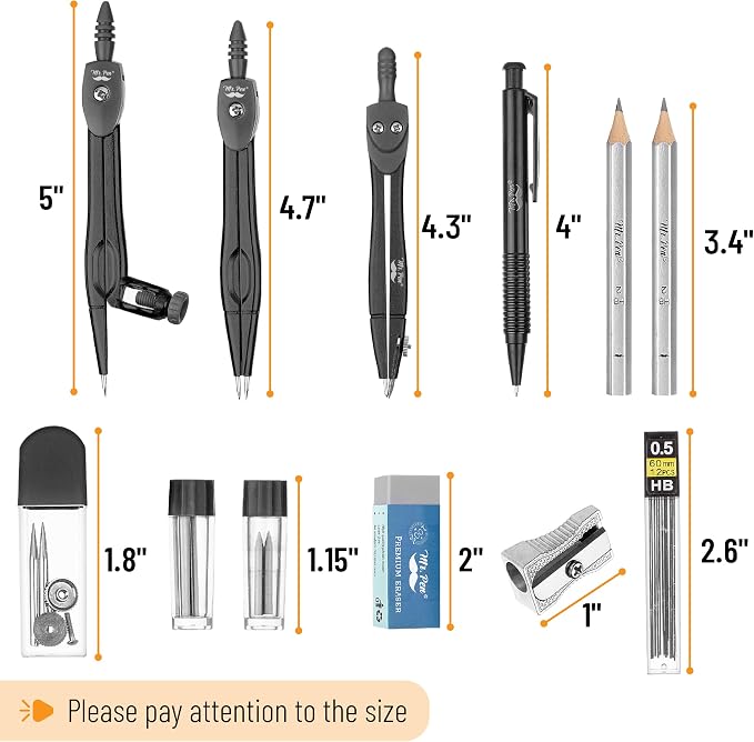 Mr. Pen- Geometry Set, 6 Inch Swing Arm Protractor, Divider | Set Squares - Image 3