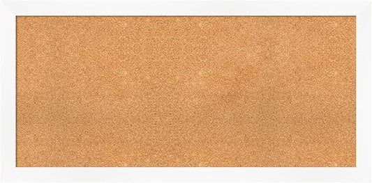 Amanti Art Natural Cork Board for Wall, 23x47 Vision Board with White Frame, Oversize Corkboard Office Decor for Home Organization, Modern Corkboard Pinboard to Display Items for Home Organization in-DeskLoop Office