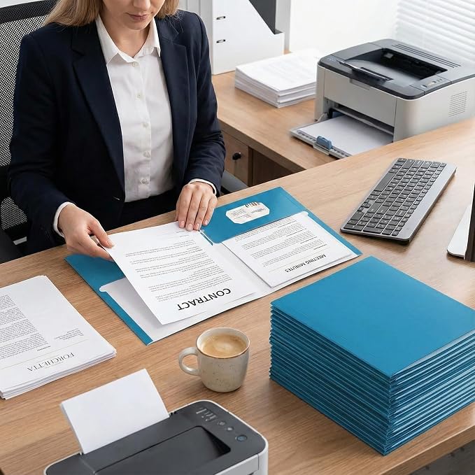 Zzrywuty File folders with Pockets, Light Blue Two folders - Image 7