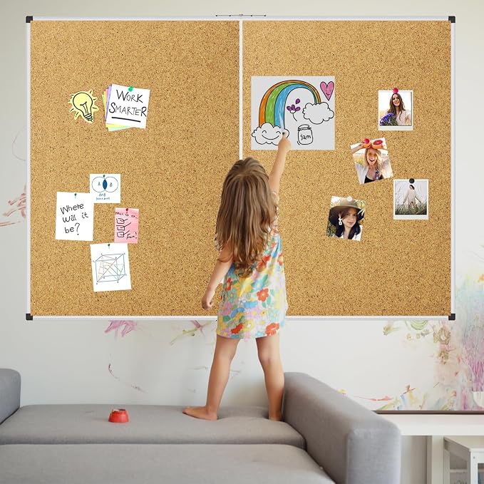 XBoard Large Cork Bulletin Board 60 x 48 Inch, Push Pin Corkboard - Image 2