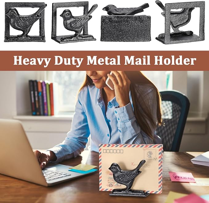 BTSKY Cast Iron Mail Organizer Countertop, Heavy Duty Desk Mail Holder - Image 4