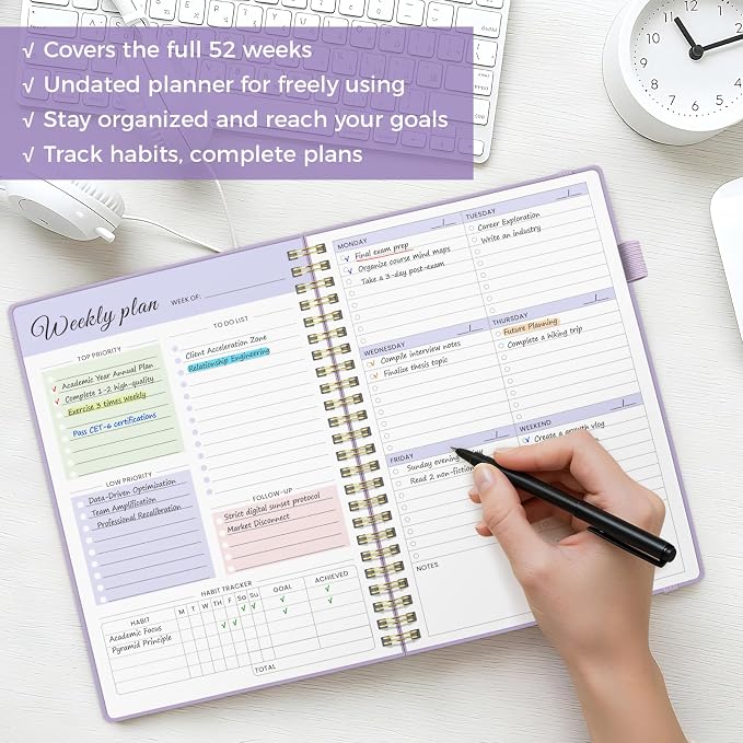 Oucaru Undated Weekly Planner, A5 To Do List Notebook - Image 6