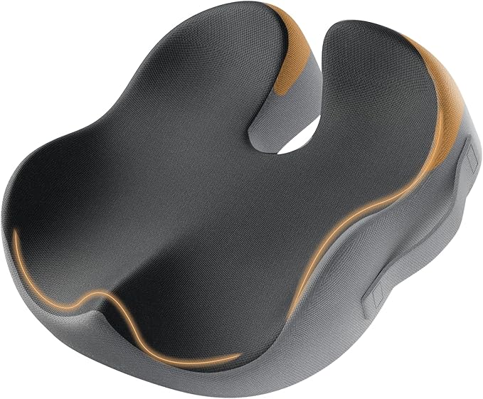 ProtoArc Seat Cushion, Office Chair Cushion for Sciatica, Coccyx Cushion, Ergonomic Memory Foam Seat Cushion for Car, Home, Pressure Relief Pad for Hip, Tailbone, All Day Comfort - Black&Gray-DeskLoop Office