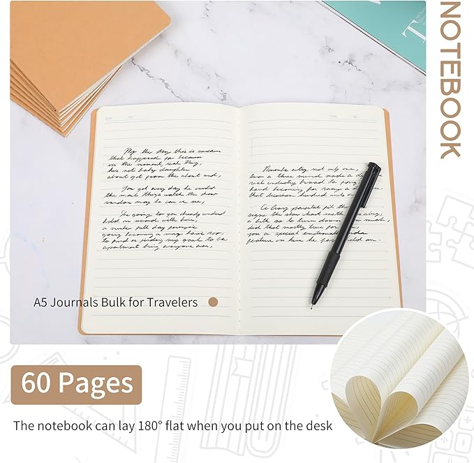 miikoul 12 Pack A5 Kraft Paper Notebook Lined Journal Bulk, 8.3 X 5.5 Inch - Image 5